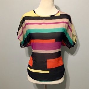 Sheer Color Block Blouse
